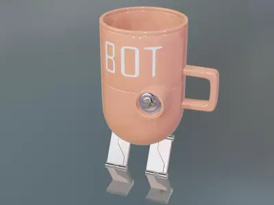 Cup -Bot  Mug  Cute Robot Mug 3D Model  Game Ready Low Poly  Low-poly 3D model
