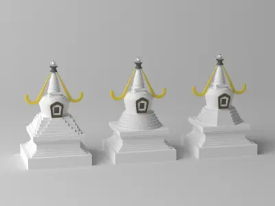 Tibetan Buddhist White Stupa Low-poly 3D model