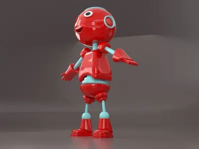 Cute Mini Robot Low-poly 3D model