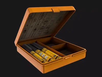  Adrenaline Syringe with Box Low-poly 3D model