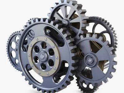 Gear Mechanism Low Poly v 8 Low-poly 3D model