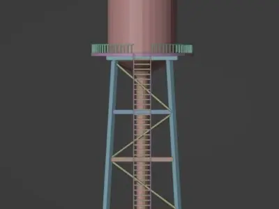 Low Poly Water Tower Free low-poly 3D model