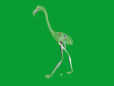 American Flamingo Bird Low-poly 3D model