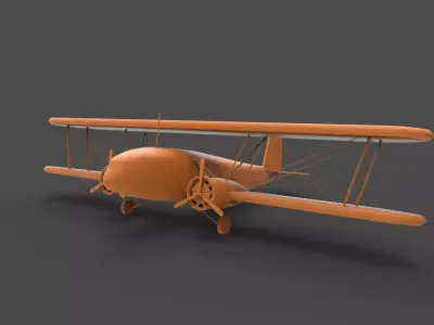 Curtiss-Wright orange biplane 3D print model