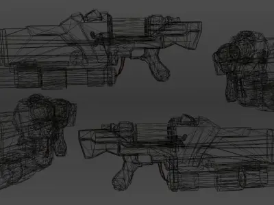 Assault Grenade launcher rifle 3D Model Low-poly 3D model