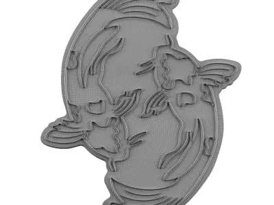 Koi Fish Neon Sign 3D model