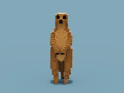 Voxel Meerkat Low-poly 3D model