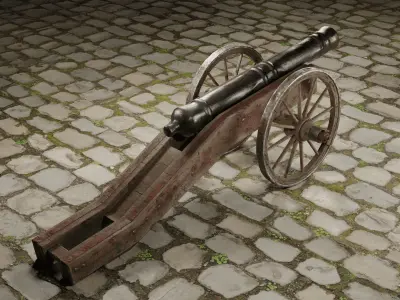 Old cannon Low-poly 3D model