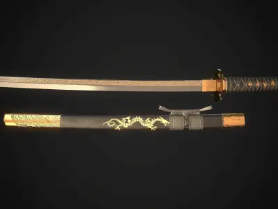 Wakizashi 05 Low-poly 3D model