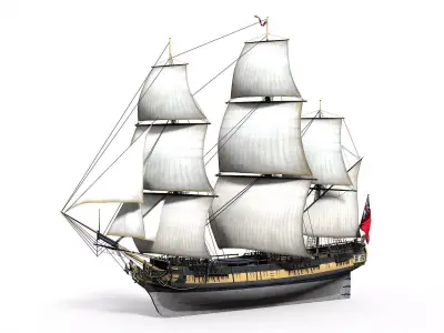 38 Gun Frigate Laurore Furnished Interior 1765 Low-poly 3D model