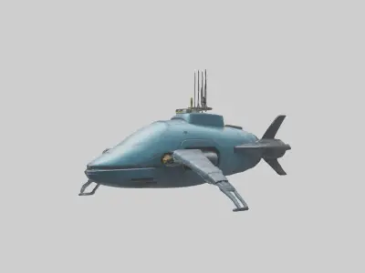 Robot version of a submarine model Low-poly 3D model