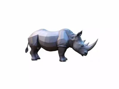 Lone Rhino In The Savanah 3d Model 3D model