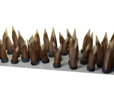 Spikes set of wooden spears Low-poly 3D model