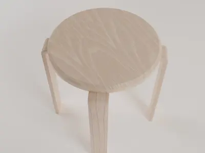 Wooden Stool Chair Free 3D model