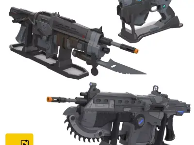 Gears of War Weapons Set - 3 Printable models - STL - Commercial 3D Model Collection