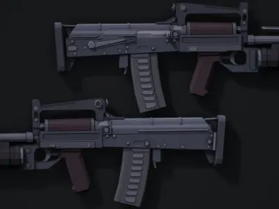 Stylized Ots-14 Groza Low Poly Game Ready Low-poly 3D model