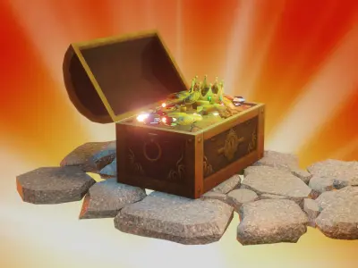 Futuristic Loot Treasure Box Animated Low-poly 3D model