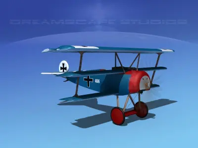 Fokker DR-1 Triplane V09 3D model