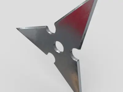 Shuriken 6 metal katana with hole in it Low-poly 3D model