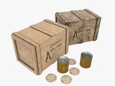 US Crackers Wooden Crate Low-poly 3D model