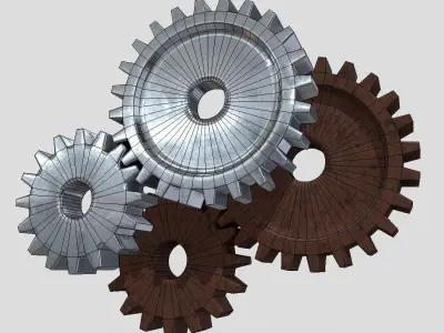 Gears three Low-poly 3D model