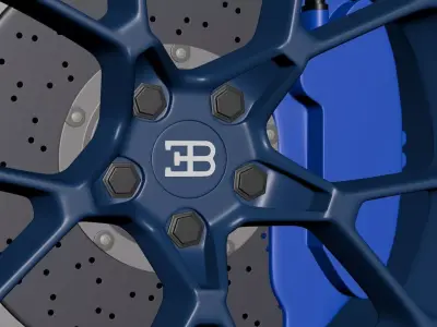 Bugatti Style Wheel High Poly 3D model