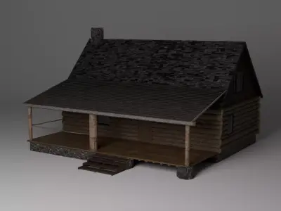 Forest Cabin with Porch Free 3D model