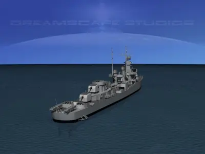 Destroyer DD-445 USS Fletcher 3D model
