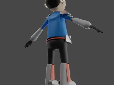 Aviator men pilot in costume airplane with tool Low-poly 3D model