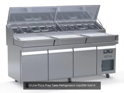 Commercial Pizza Prep Table Condiment Rail Refrigerated Base 3D Model Collection