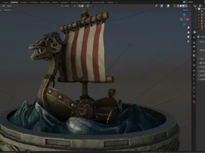 Blender 3 Stylized Viking Boat 3D Model 3D model