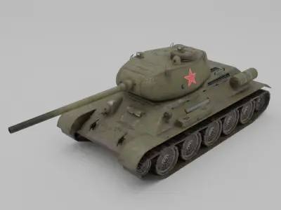 T34-85 D-5T Medium Tank Low-poly 3D model