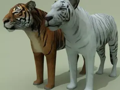 LowPoly Tigers two Free low-poly 3D model