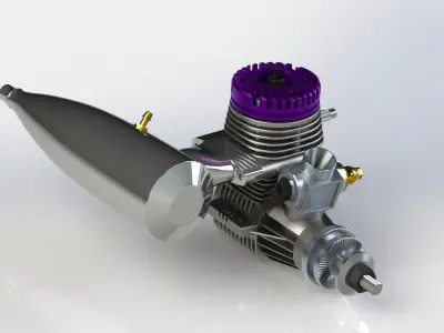 Novarossi Rex R46CR Aircraft Engine with Tuned Muffler 3D print model