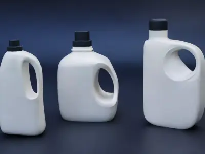 Plastic Detergent Bottle Set Clean Product Packaging 3D model