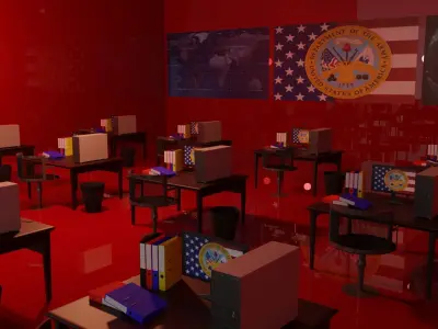 Military Control Room Low-poly 3D model
