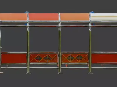 Retro-Futuristic Atompunk Bus Stop Low-poly 3D model