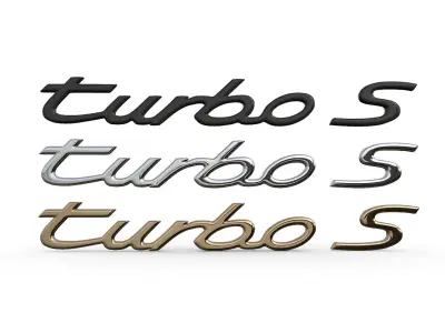turbo s Porsche emblem nameplate 3D model