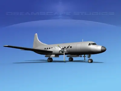 Convair CV-340 Bare Metal 3D model