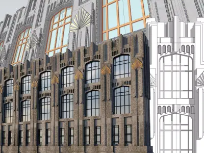 art deco facade 3D model