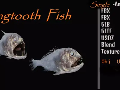 Fangtooth Deep Sea Fish Low-poly 3D model