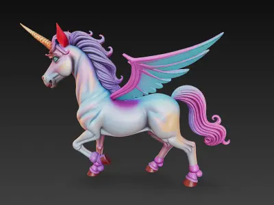 Unicorn Realistic 3D Model Basic - Low Poly Realistic Low-poly 3D model