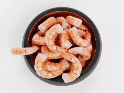 Shrimps in Bowl - Realistic Seafood Serving Scene 3D model