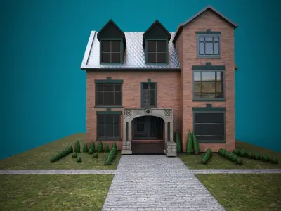 PBR Exterior House Model  Game ready Ready Low-poly 3D model