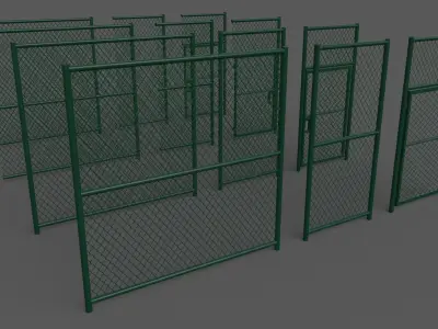 PBR Chain Link Fence For Court C 3D model