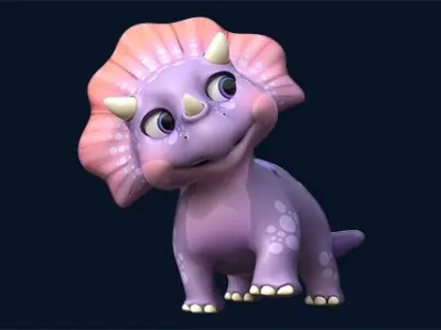 Asset - Cartoons - Dinosaur Triceratop Rigged 3D model