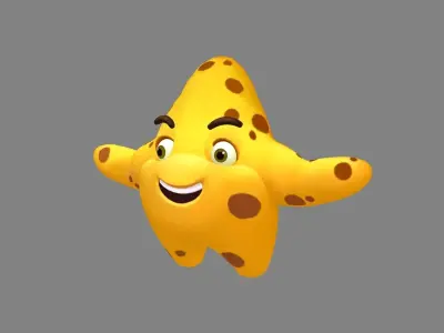 Cartoon starfish mascot - sea monster Low-poly 3D model