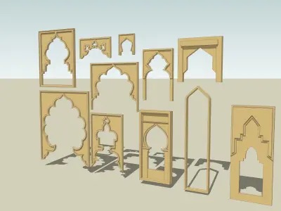 ARCH 3d islamic doors and windows Low-poly 3D model