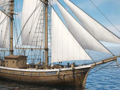 Galeas sailing ship 3D model