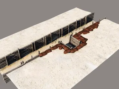 Trenches 3D model wall with hole in it 3D model